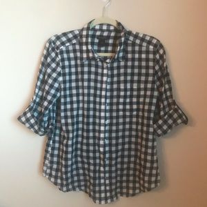 Ann Taylor Loft Black & White Plaid Top